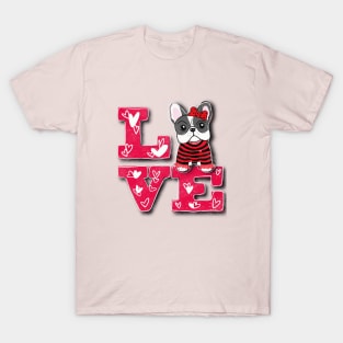 Cute Frenchie Puppy Girl Love Valentines Day Gift T-Shirt